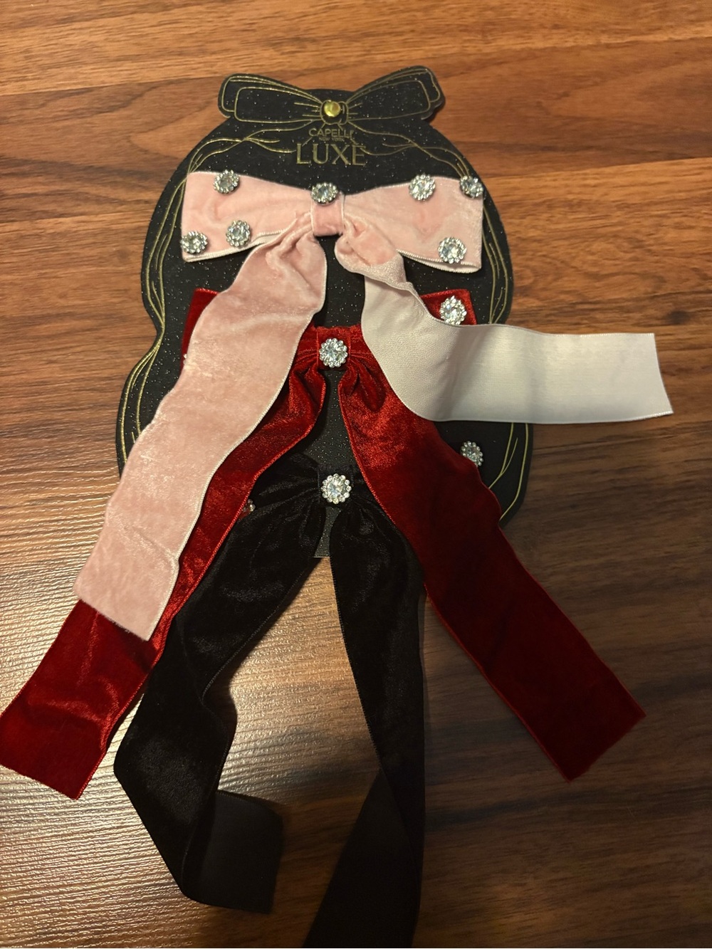 New Velvet Hair Bow Set in Pink, Red, Black